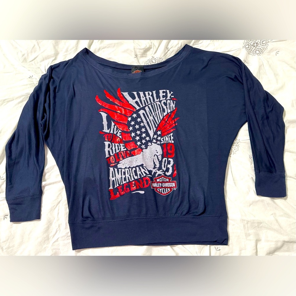 Harley Davidson women’s size Medium shirt, navy